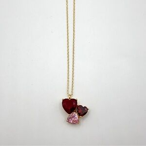 KS876-Kate Spade pink crystal heart necklace